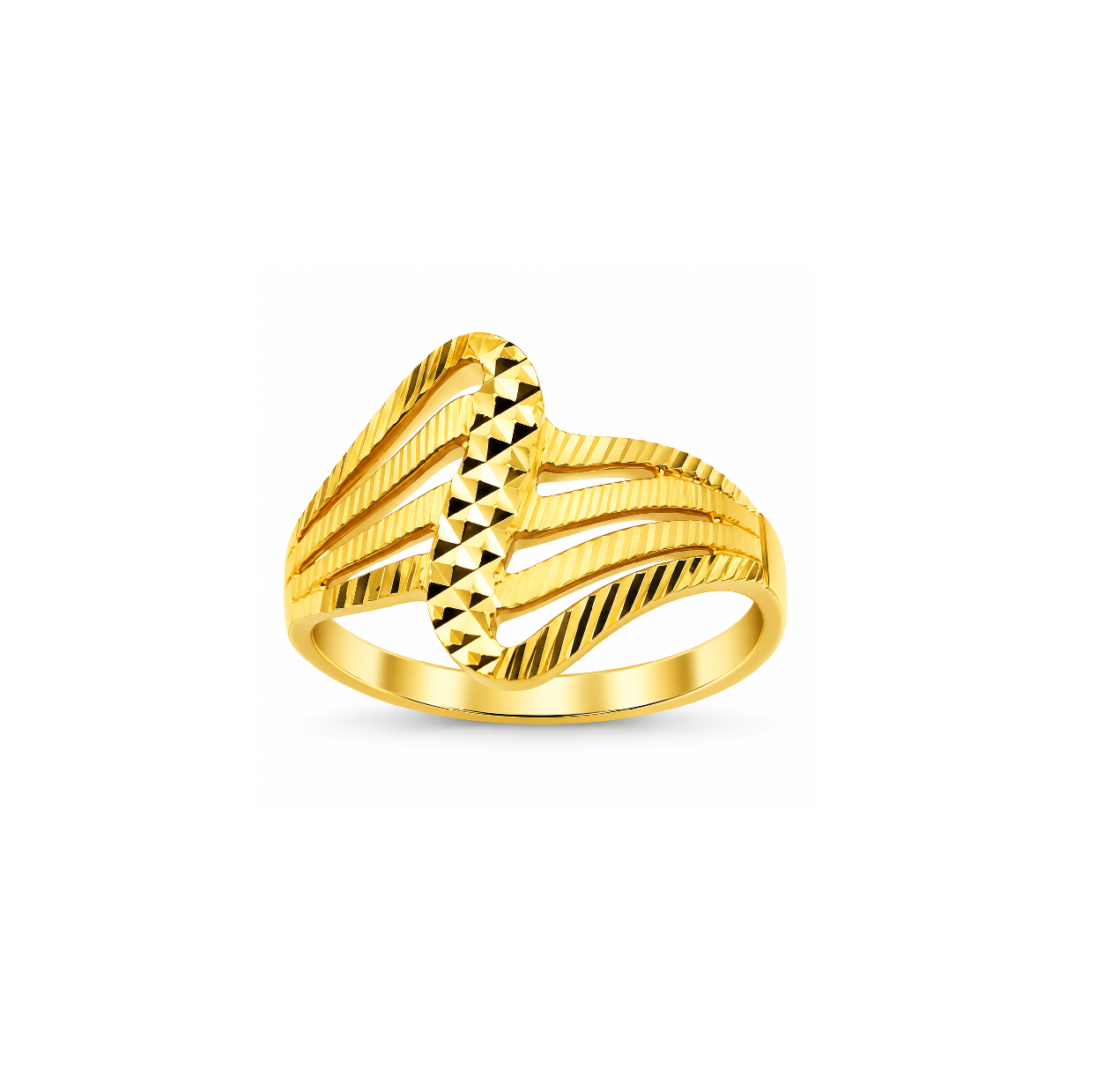 Modern Geometric Wave Design Gold Finger Ring