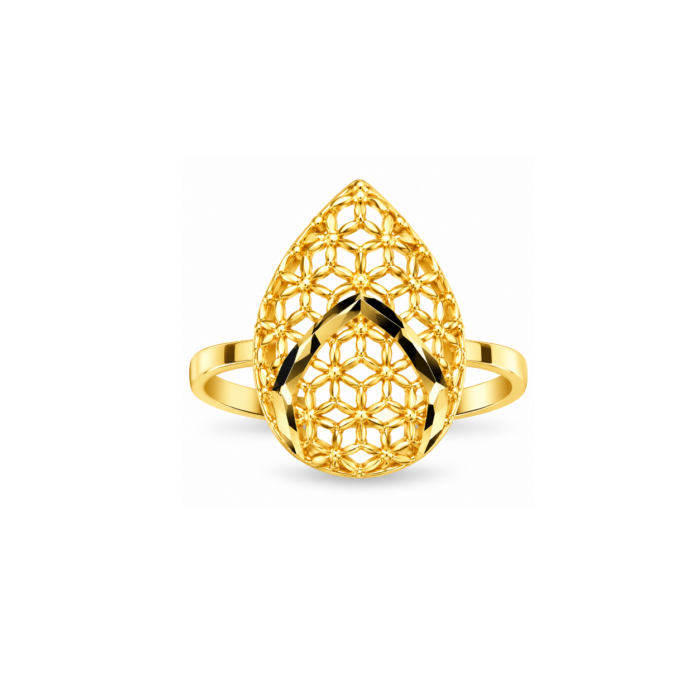 Elegant Floral Teardrop Gold Plated Statement Ring for Women