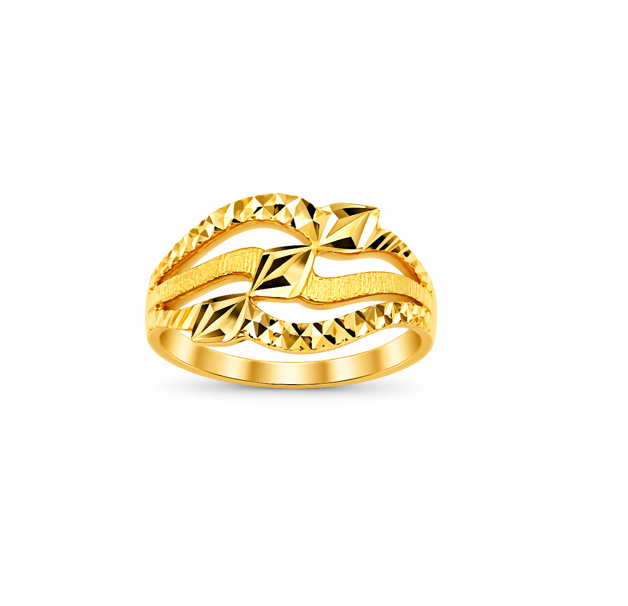 Contemporary Textured Geometric Gold Designer Ring
