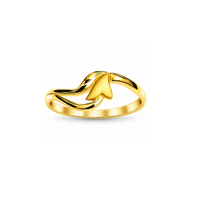 PCT9A639 Elegant Gold Textured Leaf Designer Ring