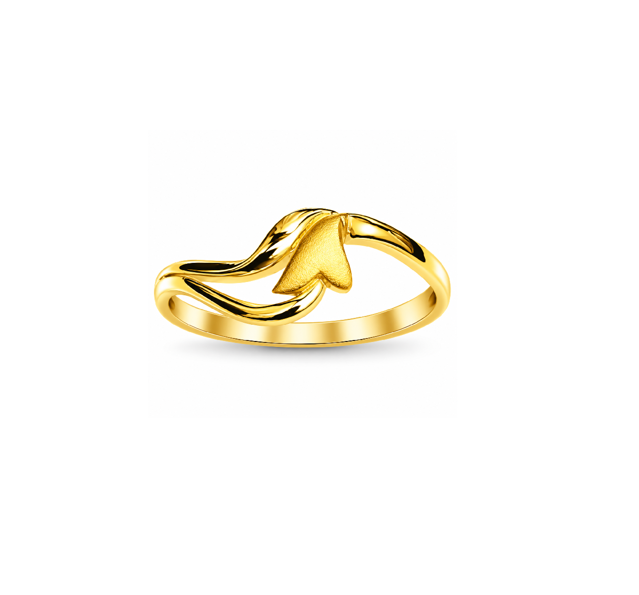 Elegant Gold Textured Leaf Designer Ring