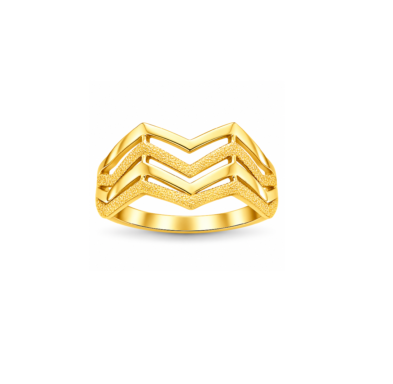Modern Gold Chevron Texture Ring