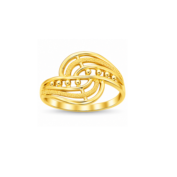 PCT9A682 Elegant Layered Gold Geometric Band Ring
