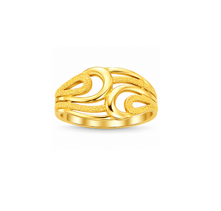 Modern Dual Infinity Textured Gold Statement Ring