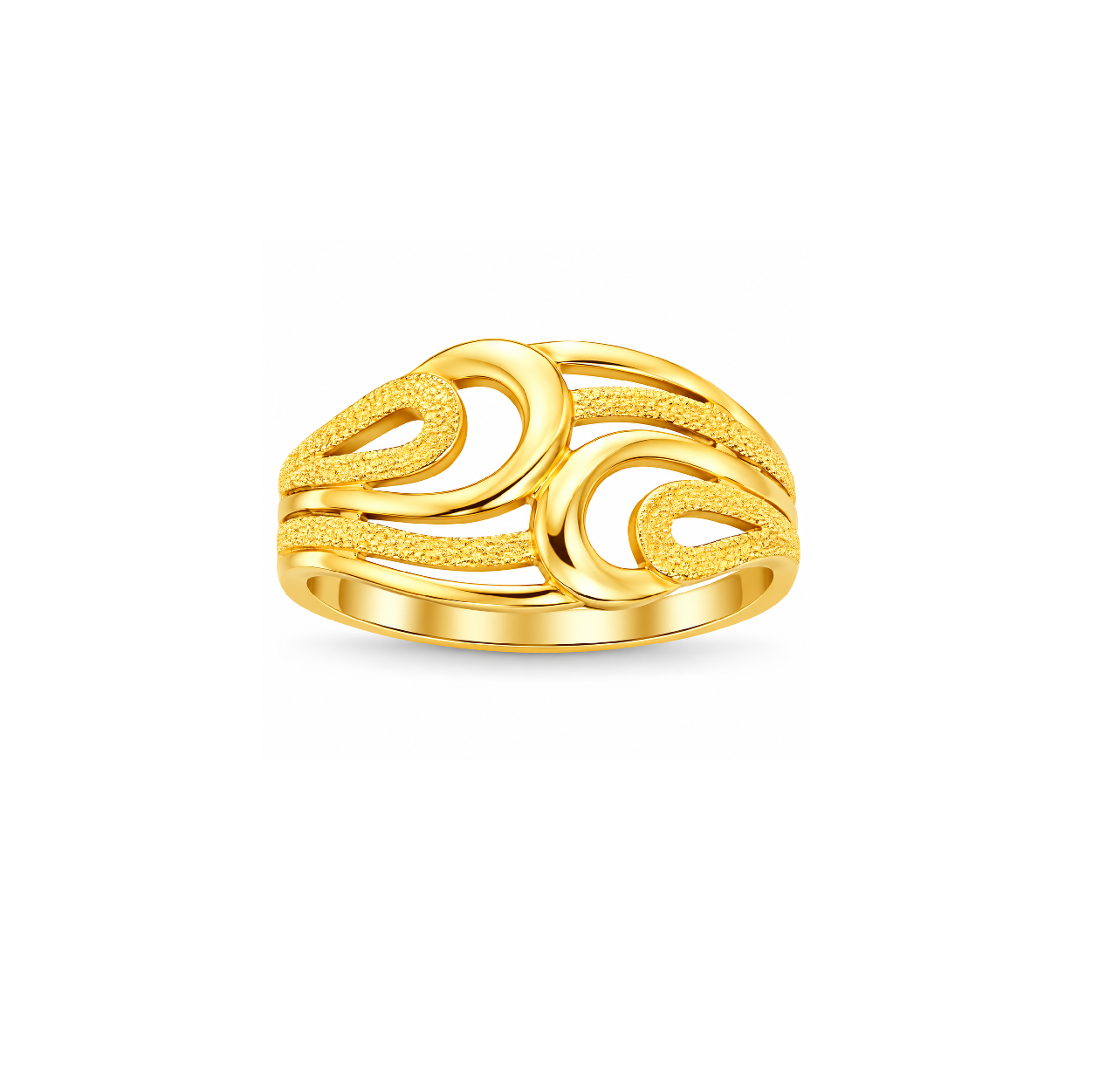 Modern Dual Infinity Textured Gold Statement Ring