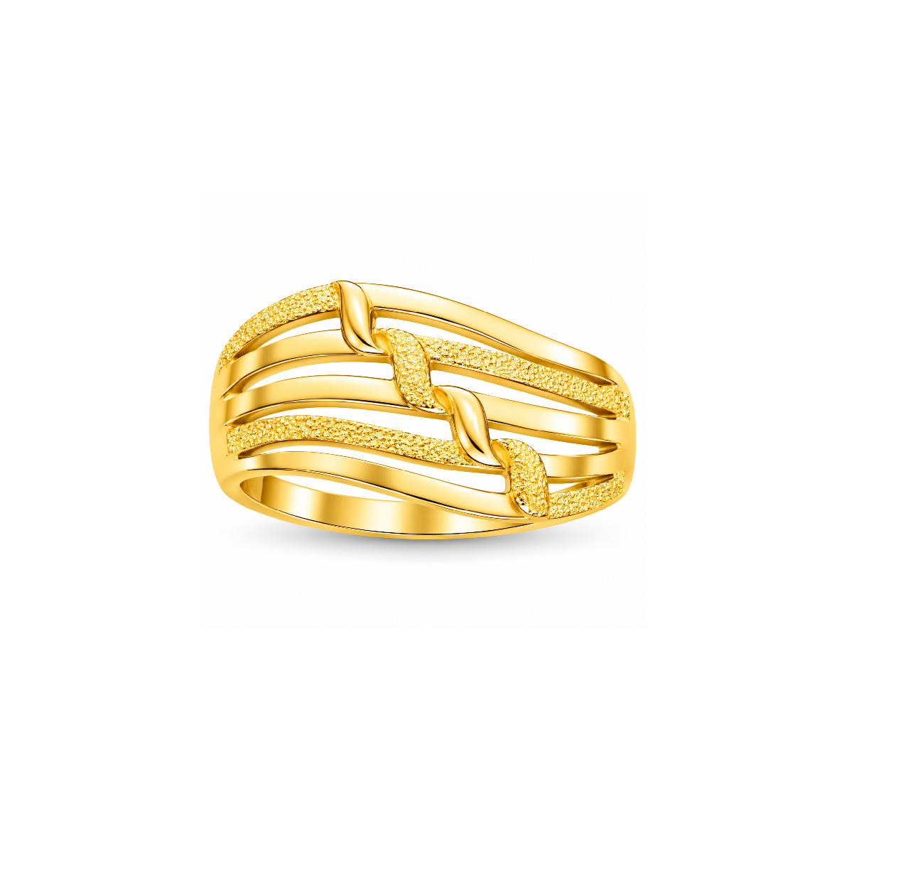 Contemporary Textured Ribbon Design Gold Ring