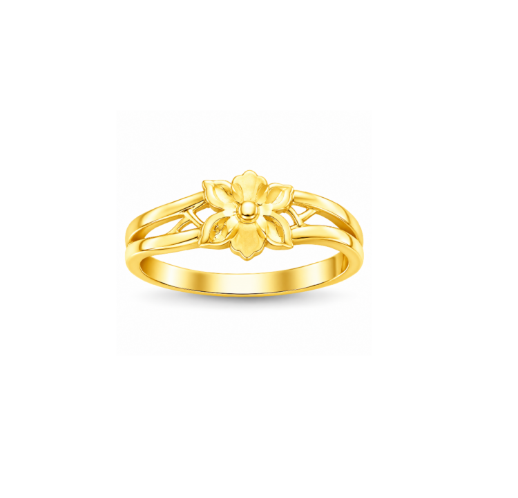 Elegant Floral Motif Gold Statement Ring