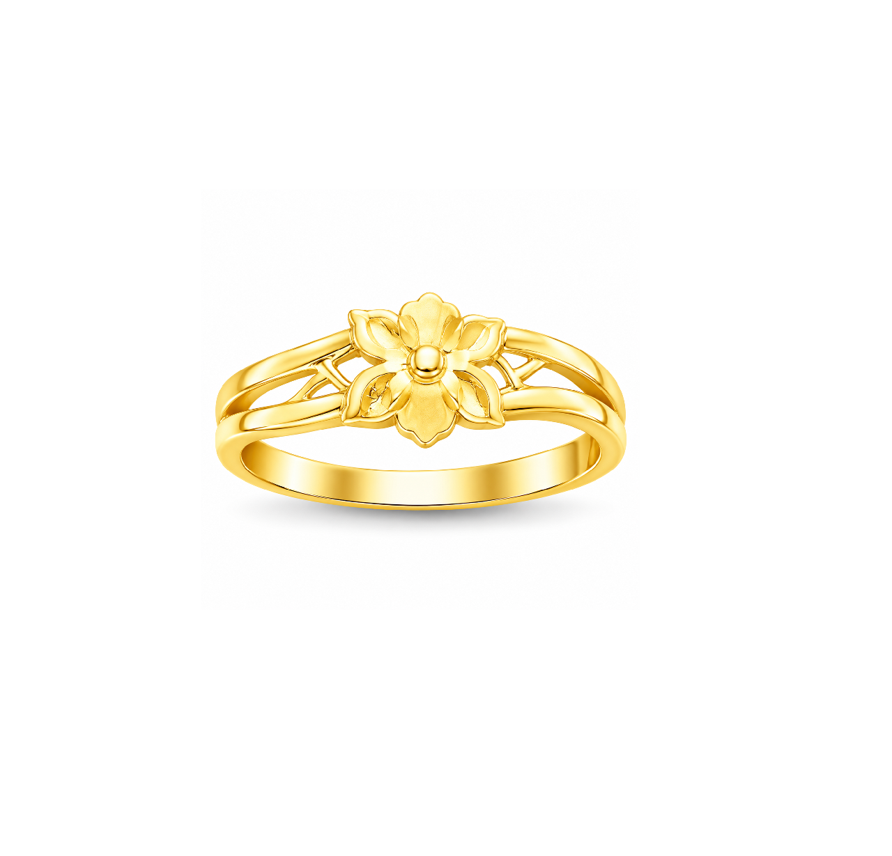 Elegant Floral Motif Gold Statement Ring