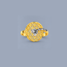 Elegant Floral Dome Gold Plated Statement Ring with Silver Accent for Women