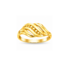 Contemporary Beaded Wave Design Gold Ring