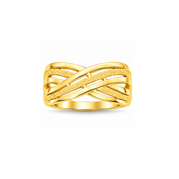 PCT9A694 Elegant Criss-Cross Textured Gold Ring