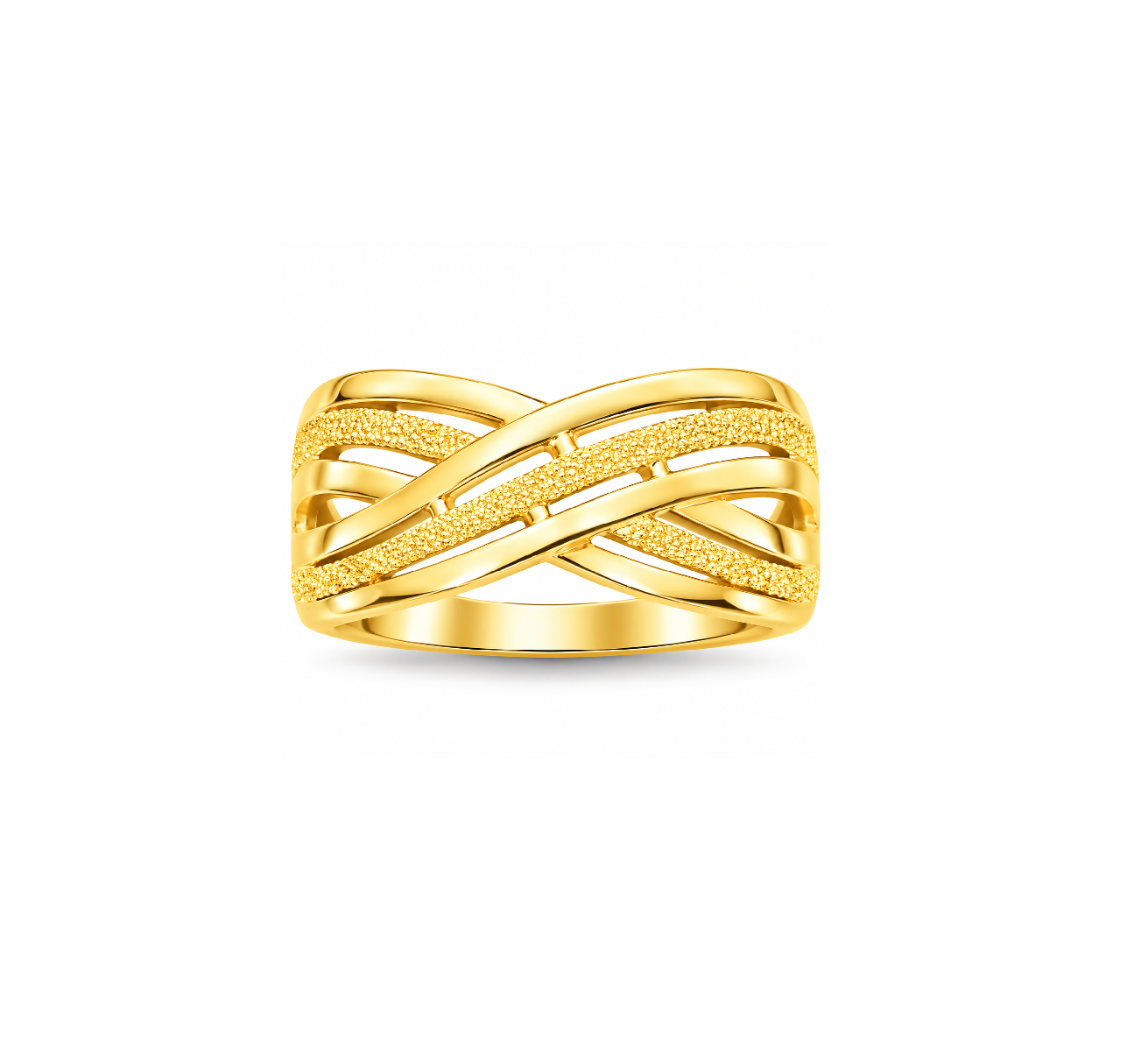 Elegant Criss-Cross Textured Gold Ring