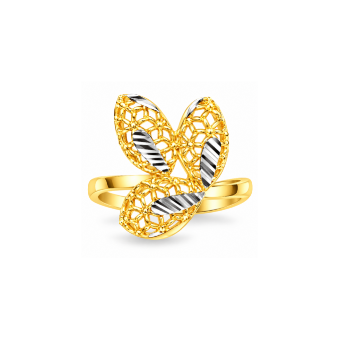 PCTMIX044 Elegant Floral Leaf Design Gold Plated Statement Ring for Women