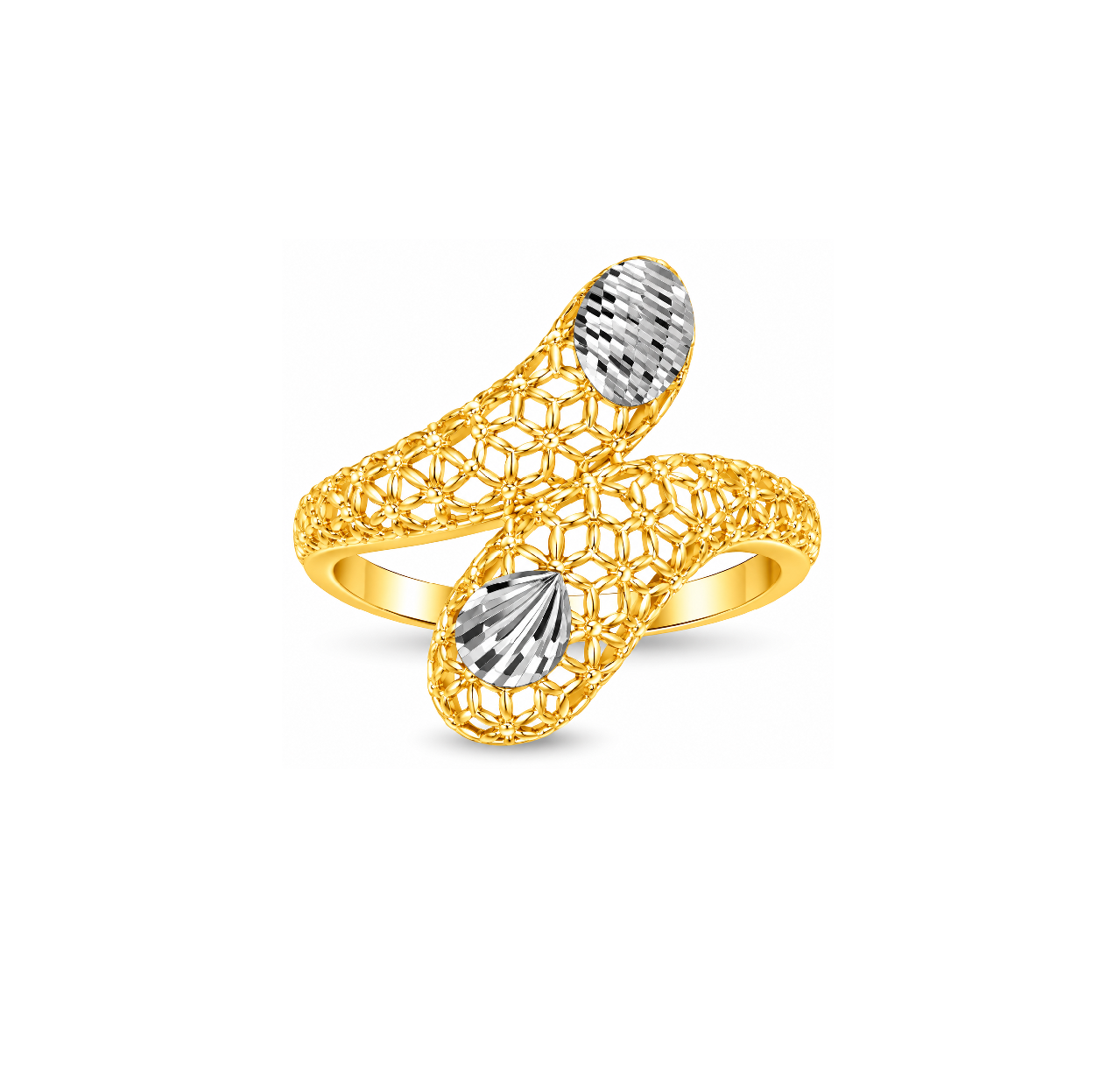 Elegant Floral Dual Stone Gold Plated Statement Ring for Women