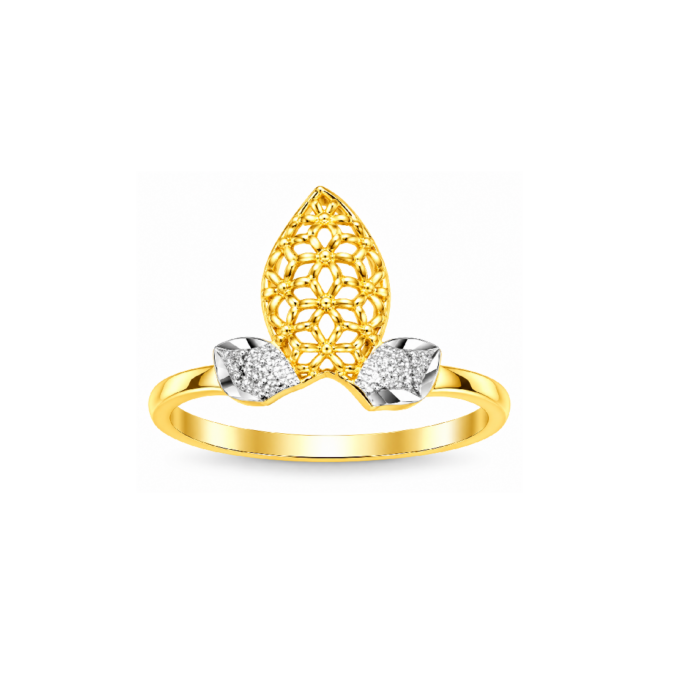 PCTMIX033 Elegant Floral Gold Plated Adjustable Ring with Crystal Stone Design