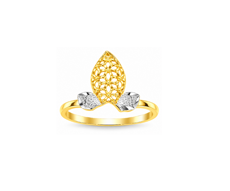 Elegant Floral Gold Plated Adjustable Ring with Crystal Stone Design