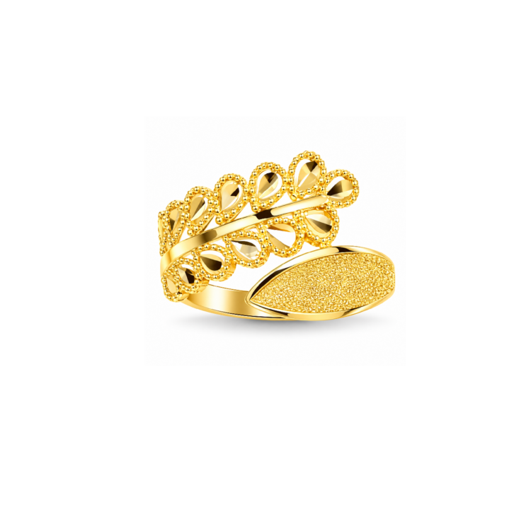 Elegant Gold Floral Lattice Openwork Statement Ring