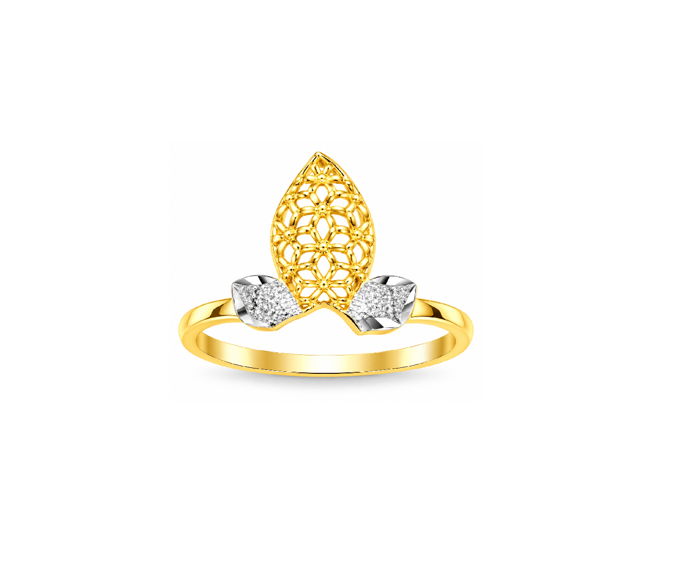 Elegant Floral Gold Plated Adjustable Ring with Crystal Stone Design