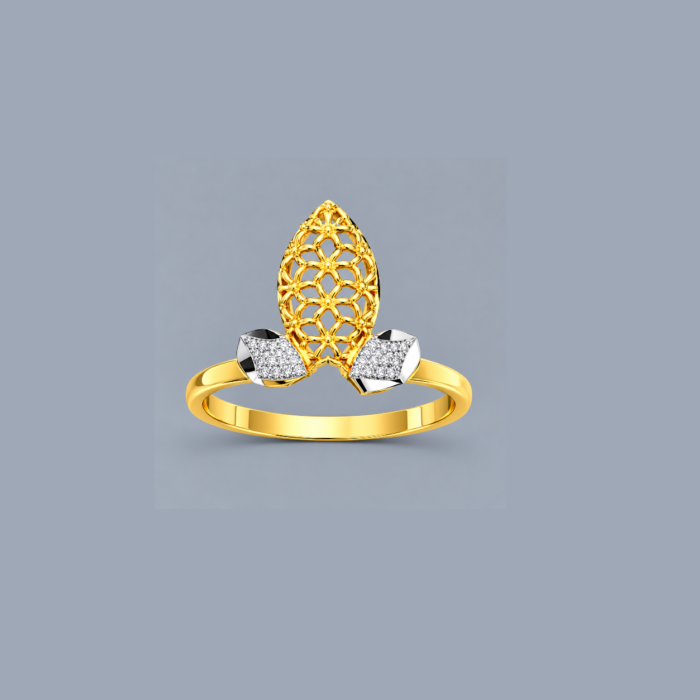 PCTMIX033 Elegant Floral Gold Plated Adjustable Ring with Crystal Stone Design
