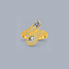Elegant Floral Dual Stone Gold Plated Statement Ring for Women