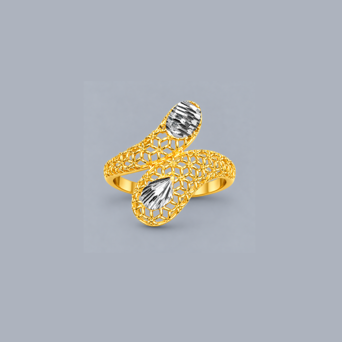 PCT36A069 Elegant Floral Dual Stone Gold Plated Statement Ring for Women