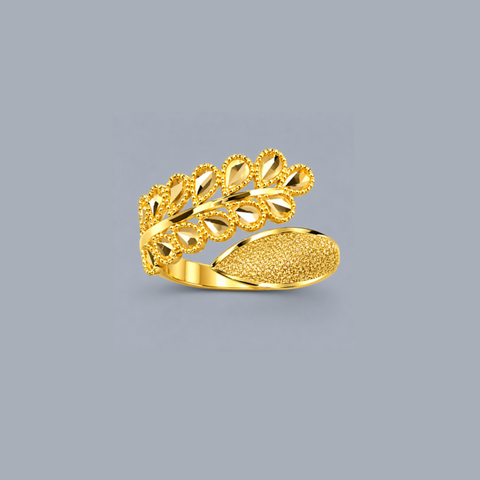 PCT36A071 Elegant Gold Floral Lattice Openwork Statement Ring