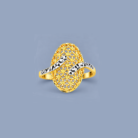 Elegant Floral Dual-Tone Gold Ring with Diamond-Cut Finish