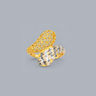 Floral Mesh Dual-Tone Gold Ring with Diamond-Cut Texture