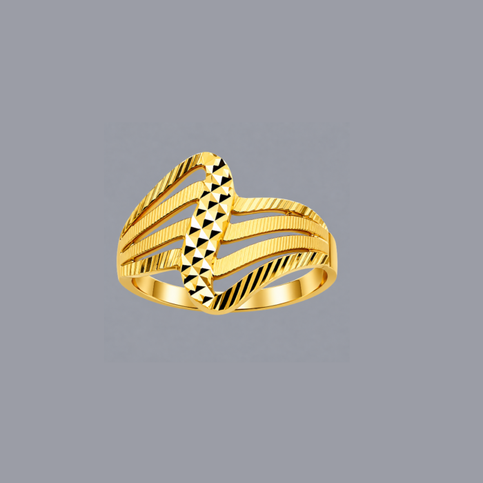 PCT9A564 Modern Geometric Wave Design Gold Finger Ring