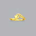 Elegant Gold Wave & Pearl Accent Ring