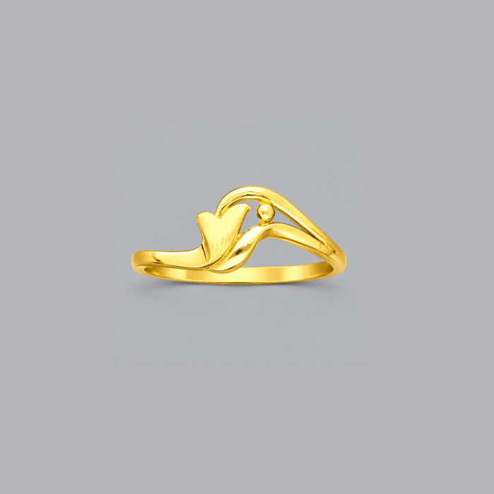 PCT9A672 Elegant Gold Wave & Pearl Accent Ring
