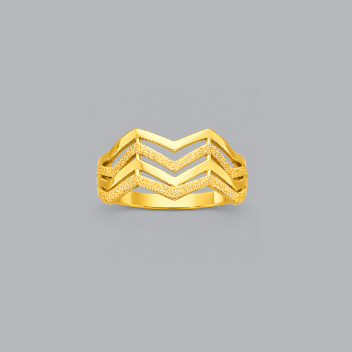 PCT9A677 Modern Gold Chevron Texture Ring