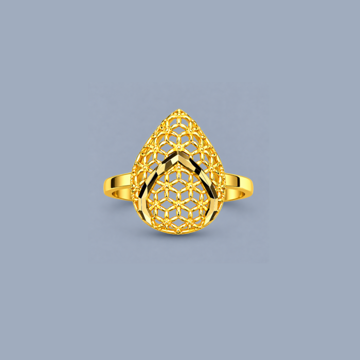 Elegant Floral Teardrop Gold Plated Statement Ring for Women