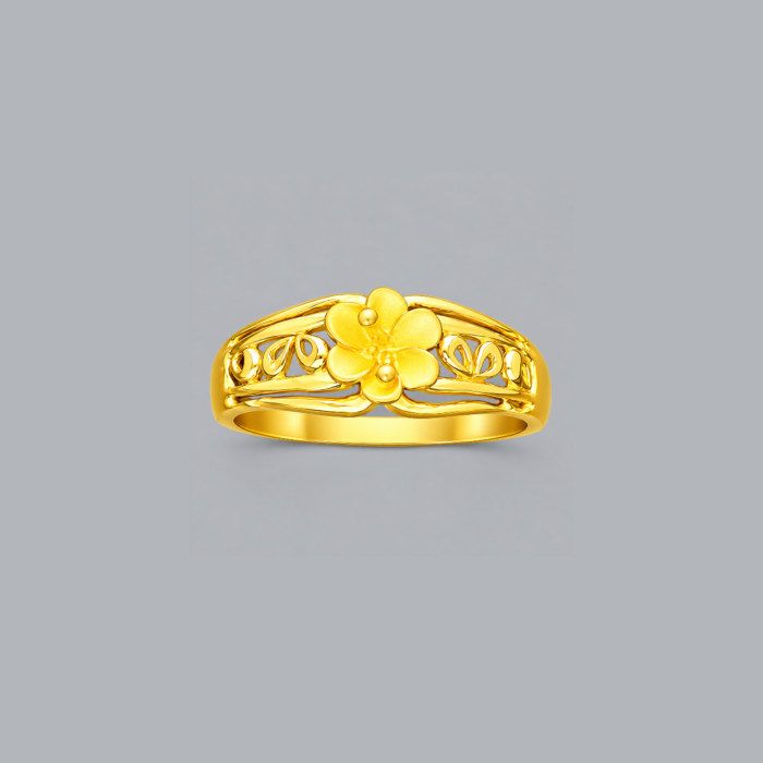 PCT9A658 Elegant Gold Floral Motif Designer Ring
