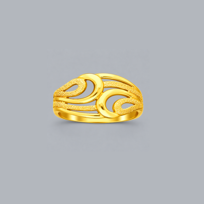 PCT9A688 Modern Dual Infinity Textured Gold Statement Ring