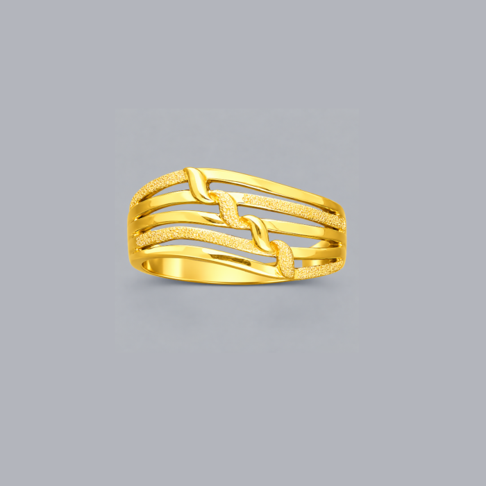 PCT9A679 Contemporary Textured Ribbon Design Gold Ring