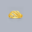 Contemporary Beaded Wave Design Gold Ring