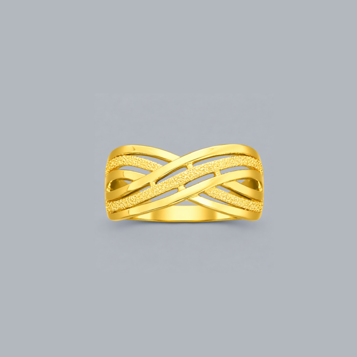 PCT9A694 Elegant Criss-Cross Textured Gold Ring