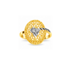 Elegant Floral Dome Gold Plated Statement Ring with Silver Accent for Women