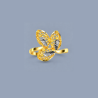 Elegant Floral Leaf Design Gold Plated Statement Ring for Women