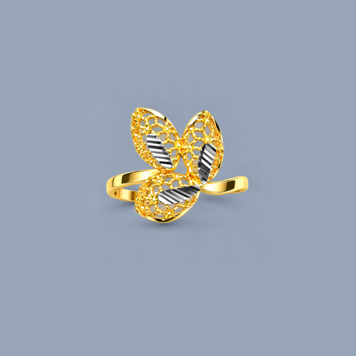 PCTMIX044 Elegant Floral Leaf Design Gold Plated Statement Ring for Women