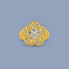 Elegant Floral Beaded Gold Plated Statement Ring with Silver Accent for Women