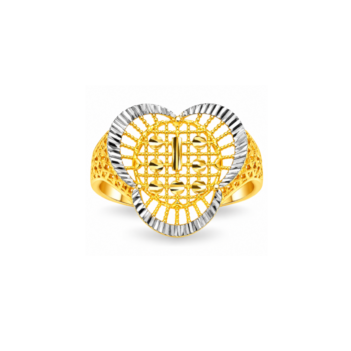 PCTMIX084 Elegant Dual Tone Geometric Gold Plated Statement Ring for Women