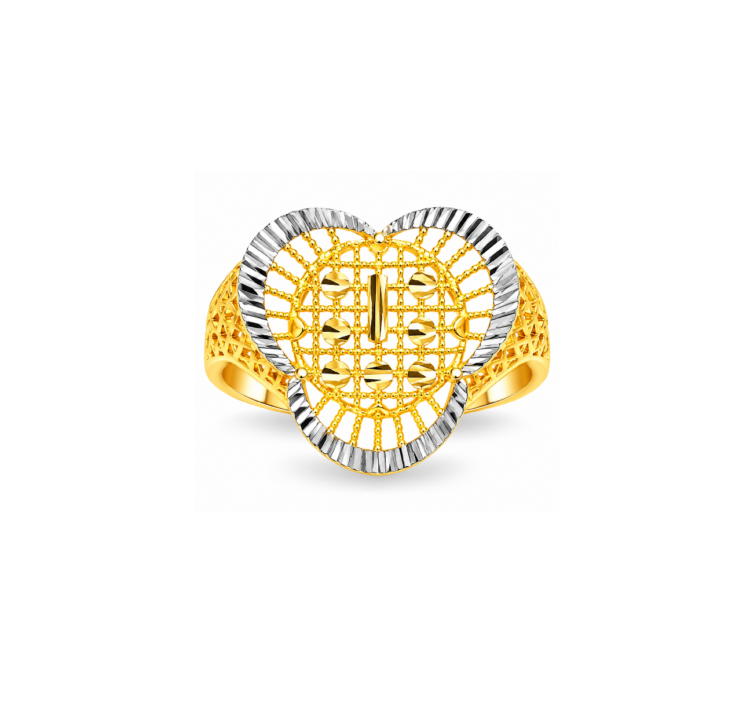 Elegant Dual Tone Geometric Gold Plated Statement Ring for Women