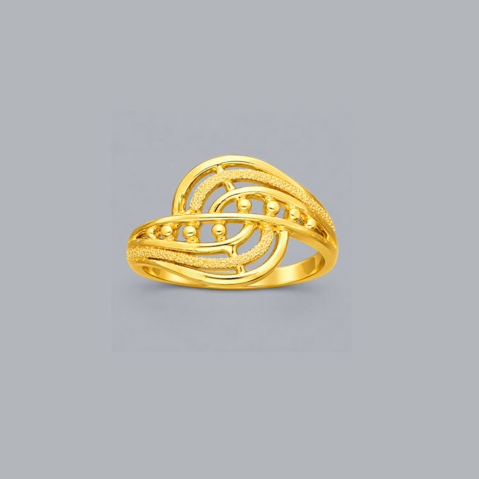 PCT9A682 Elegant Layered Gold Geometric Band Ring